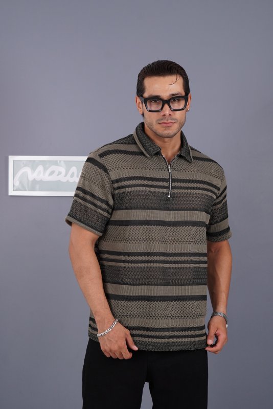 تیشرت نیم زیپ مردانه مراکشی کد 200109