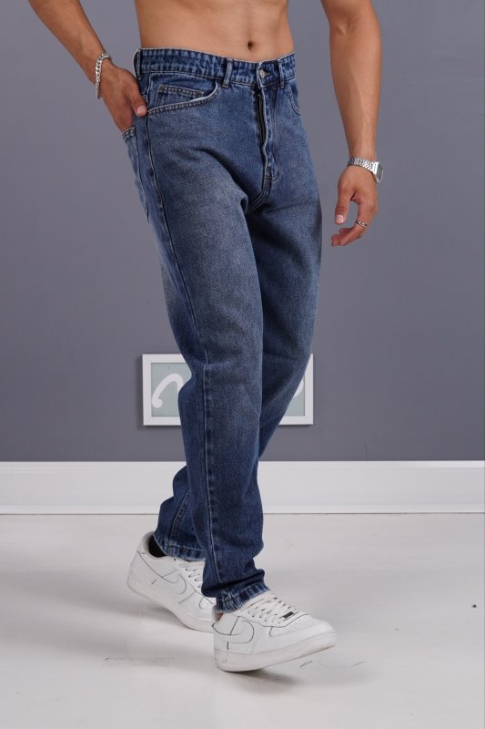 شلوار جین مام استایل مردانه آبی ساده کد 205890/8