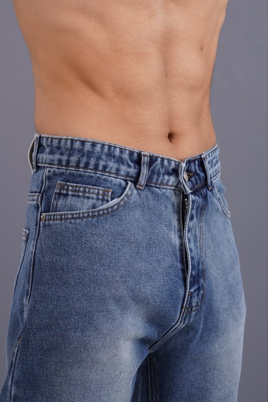 شلوار جین مام استایل مردانه آبی روشن ساده کد 2058110/14