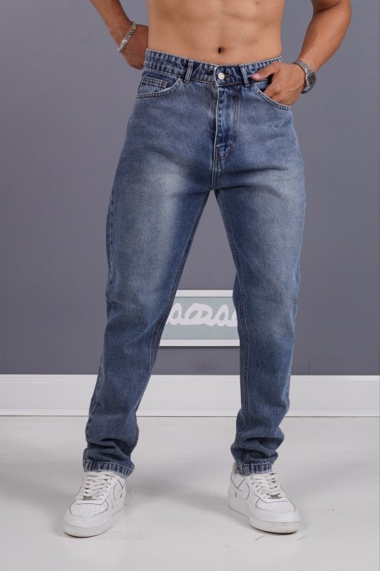 شلوار جین مام استایل مردانه آبی روشن ساده کد 2058110/14